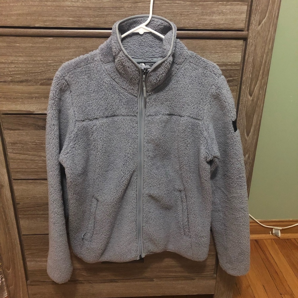 Gray North Face fleece jacket